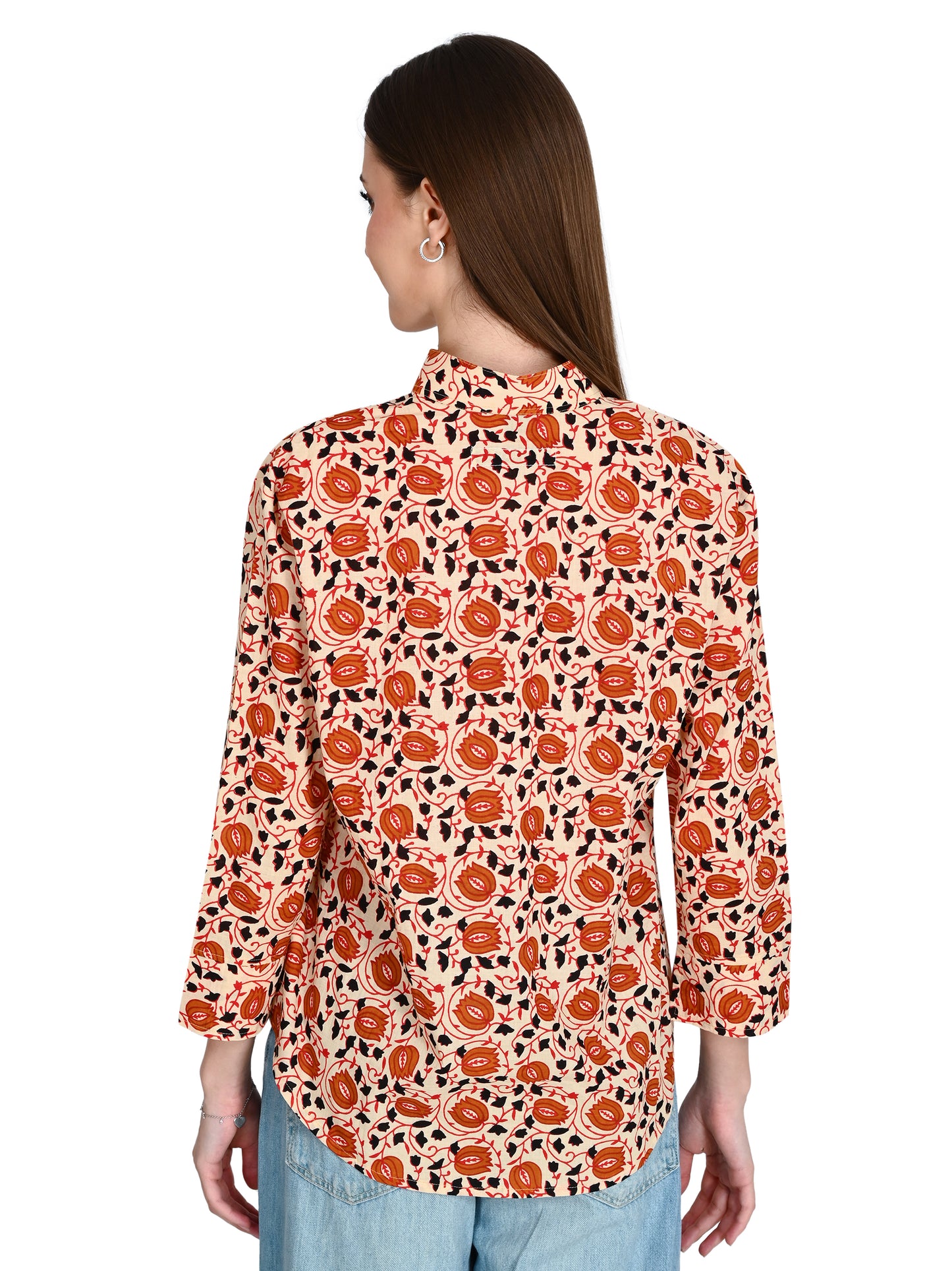 Beige Designer Shirt Top For Jeans