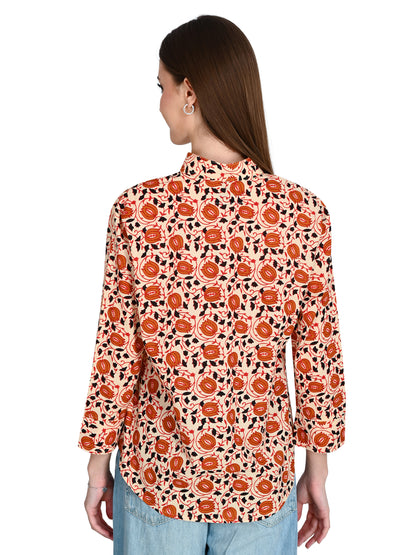 Beige Designer Shirt Top For Jeans