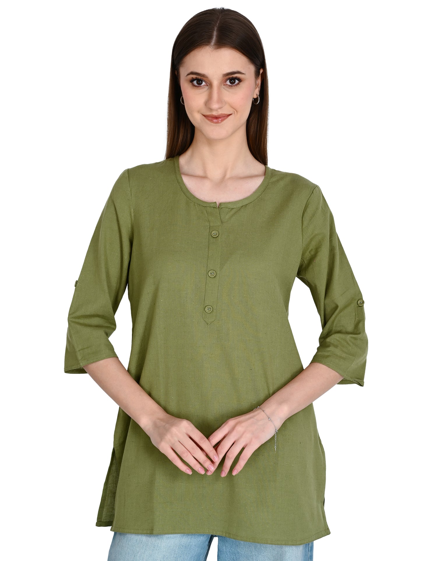 Cotton Plain Short Kurti for Women