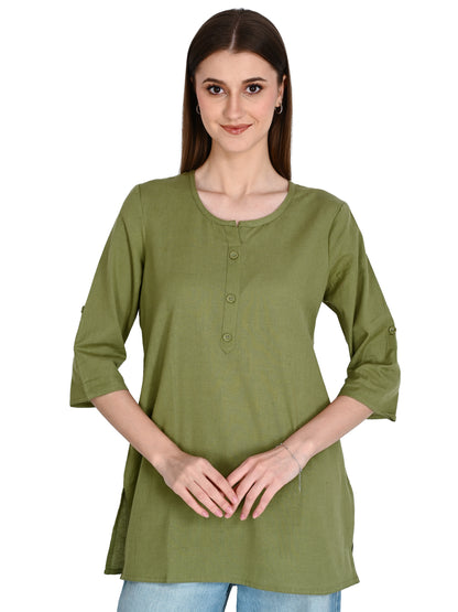Cotton Plain Short Kurti for Women