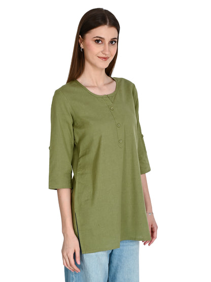 Cotton Plain Short Kurti for Women