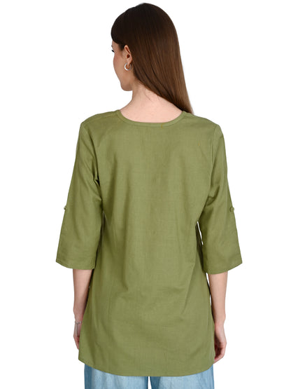 Cotton Plain Short Kurti for Women