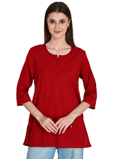 Cotton Plain Short Kurti for Women