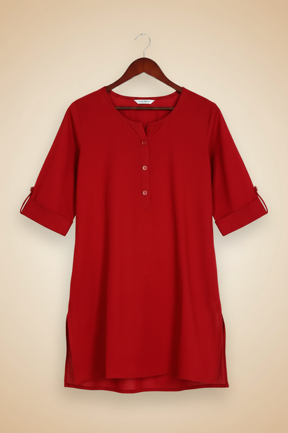 Cotton Plain Short Kurti for Women