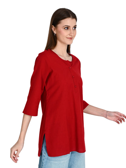Cotton Plain Short Kurti for Women