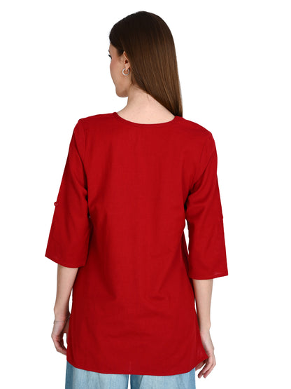 Cotton Plain Short Kurti for Women