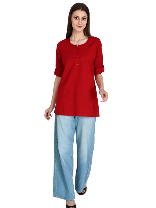 Cotton Plain Short Kurti for Women