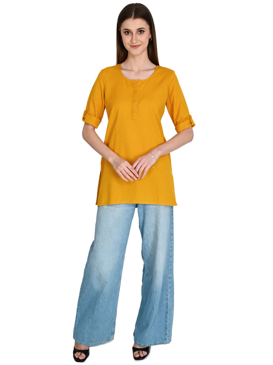 Cotton Plain Short Kurti for Women