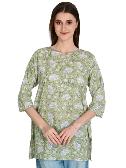 Green Short Kurti For Jeans