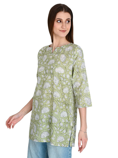 Green Short Kurti For Jeans