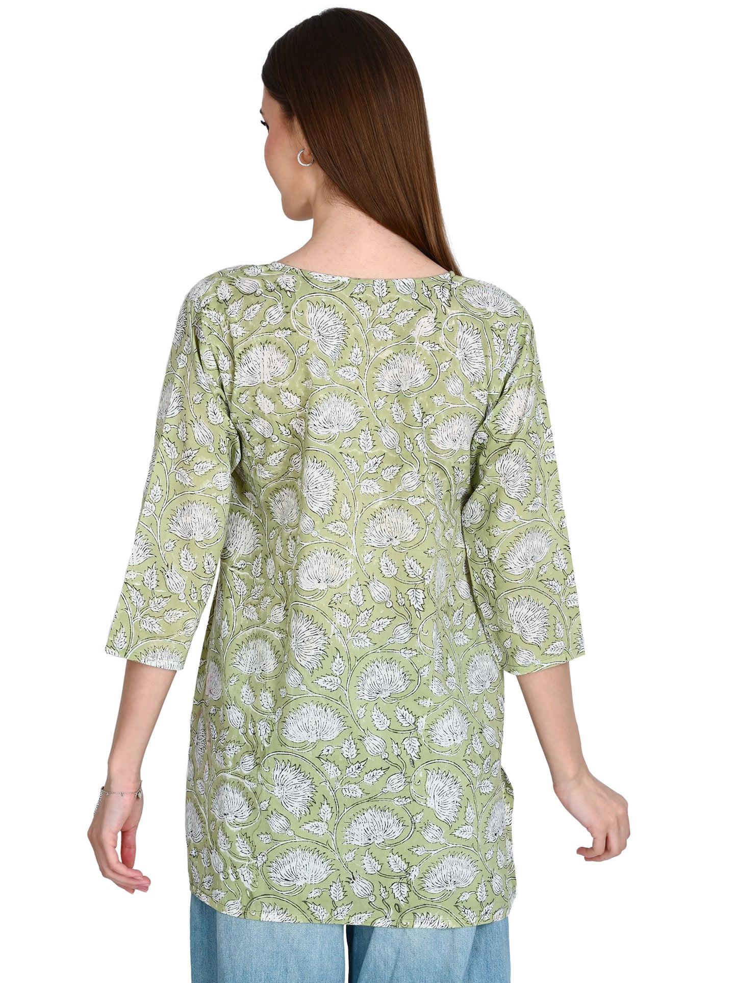 Green Short Kurti For Jeans