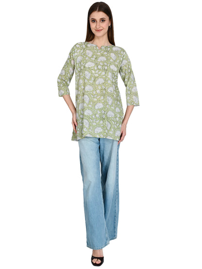 Green Short Kurti For Jeans