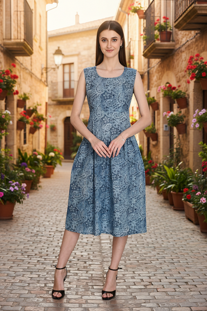 Box Pleated Cotton Dress
