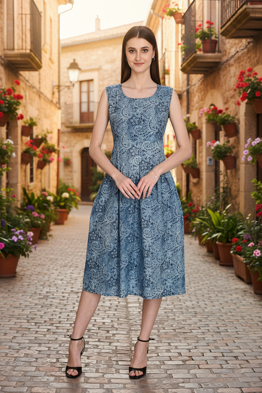 Box Pleated Cotton Dress