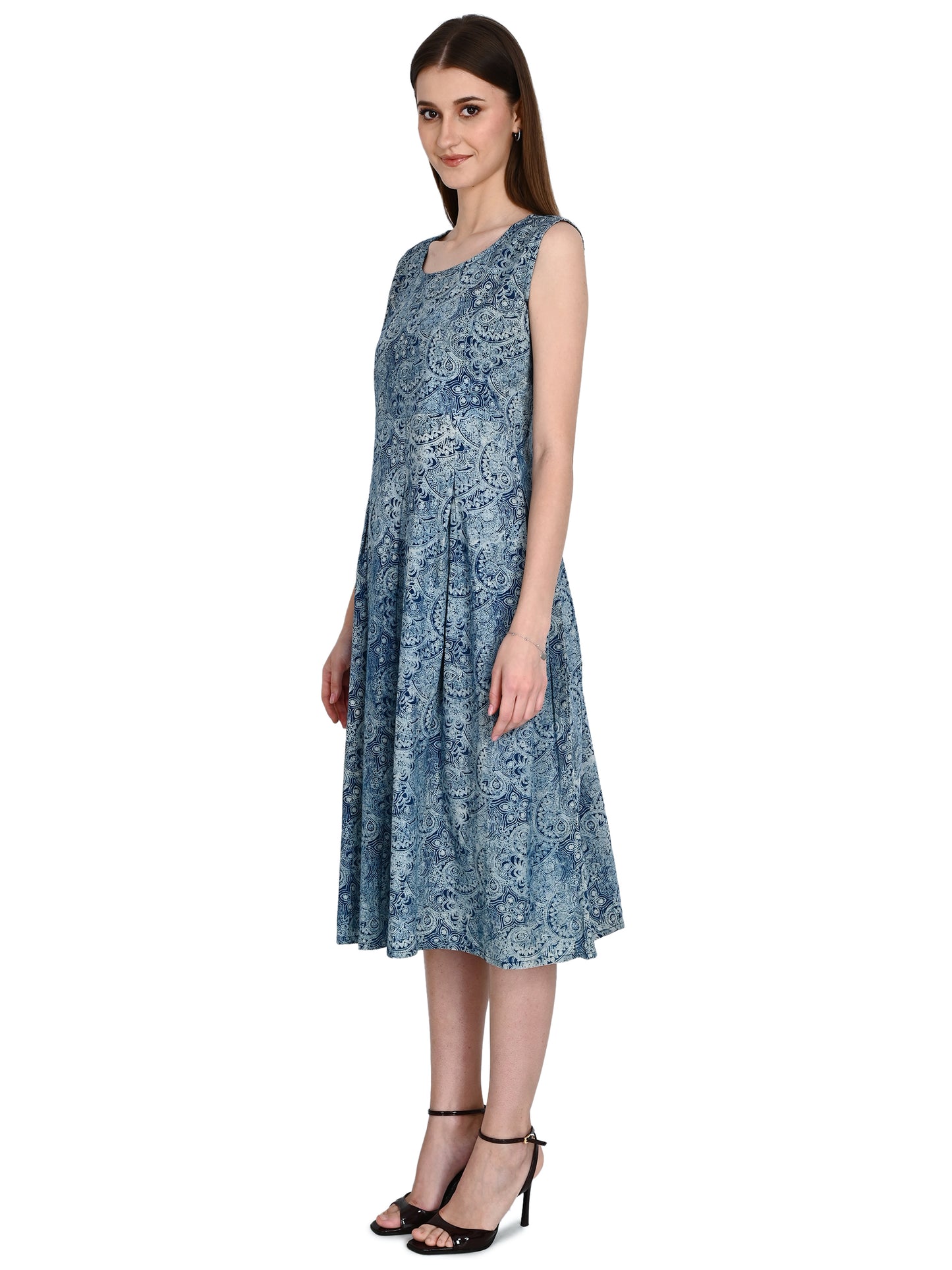 Box Pleated Cotton Dress