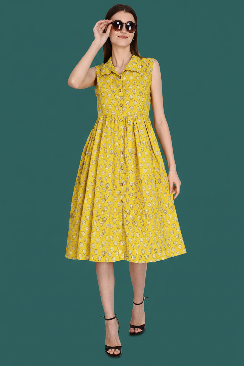 Bagru Hand Block Cotton Dress