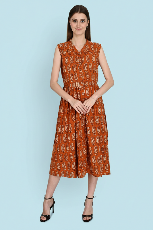 Bagru Hand Block Cotton Dress