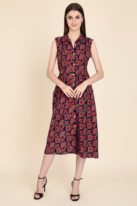 Bagru Hand Block Cotton Dress