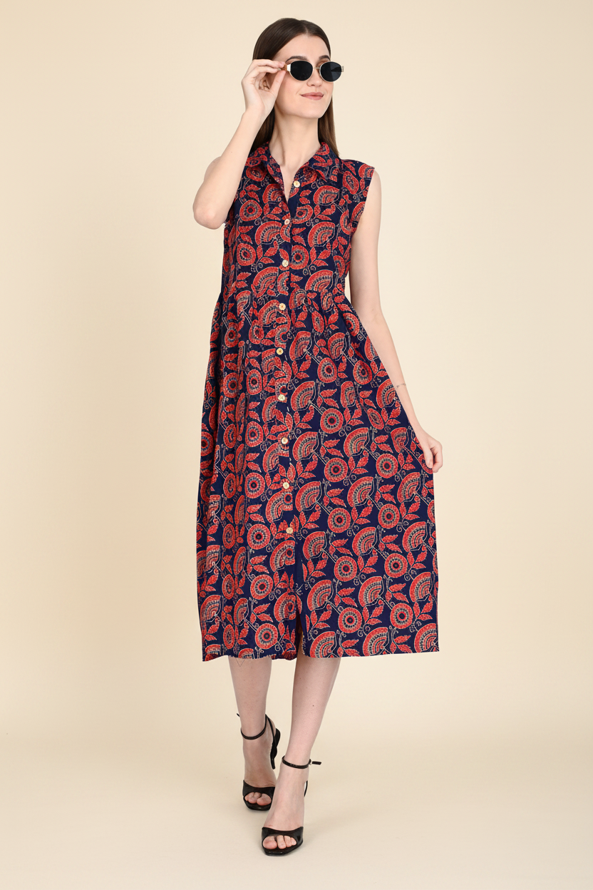 Bagru Hand Block Cotton Dress