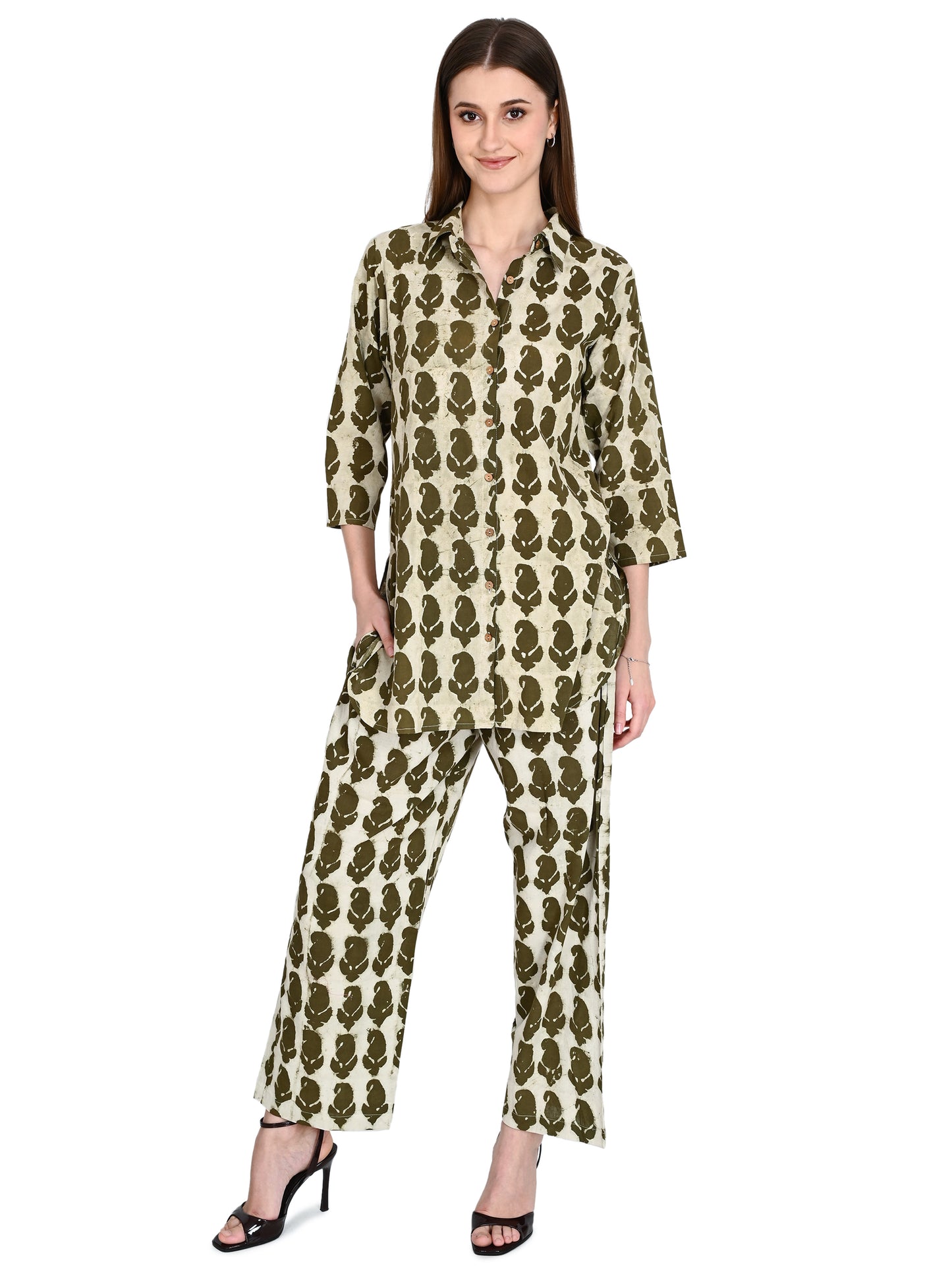Green Paisely Cotton Co-ord Set