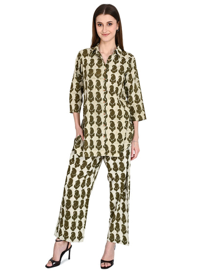 Green Paisely Cotton Co-ord Set