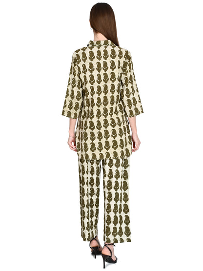 Green Paisely Cotton Co-ord Set