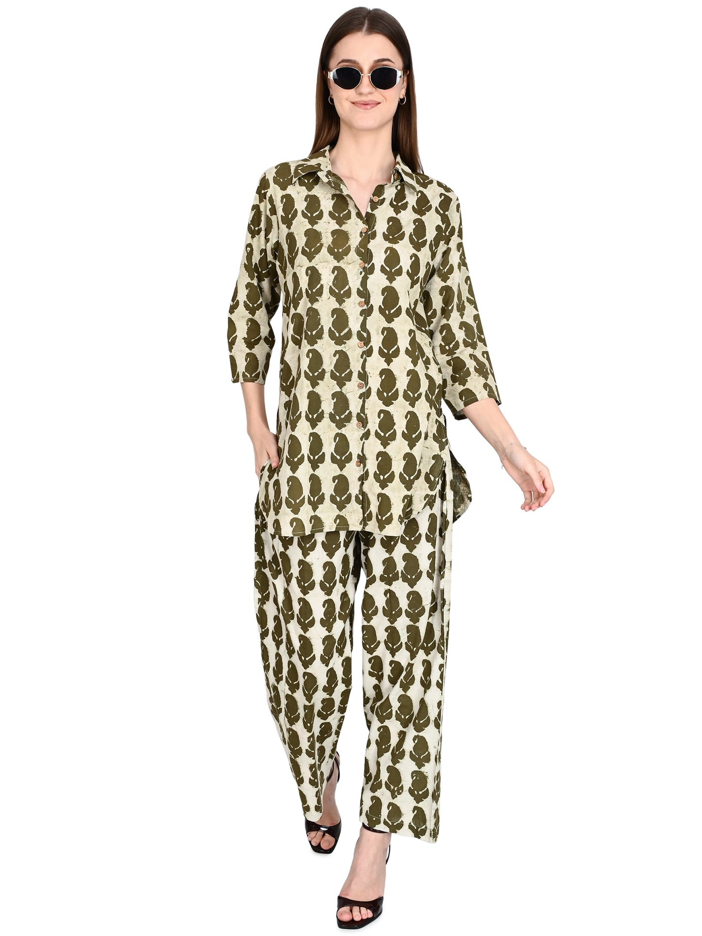 Green Paisely Cotton Co-ord Set