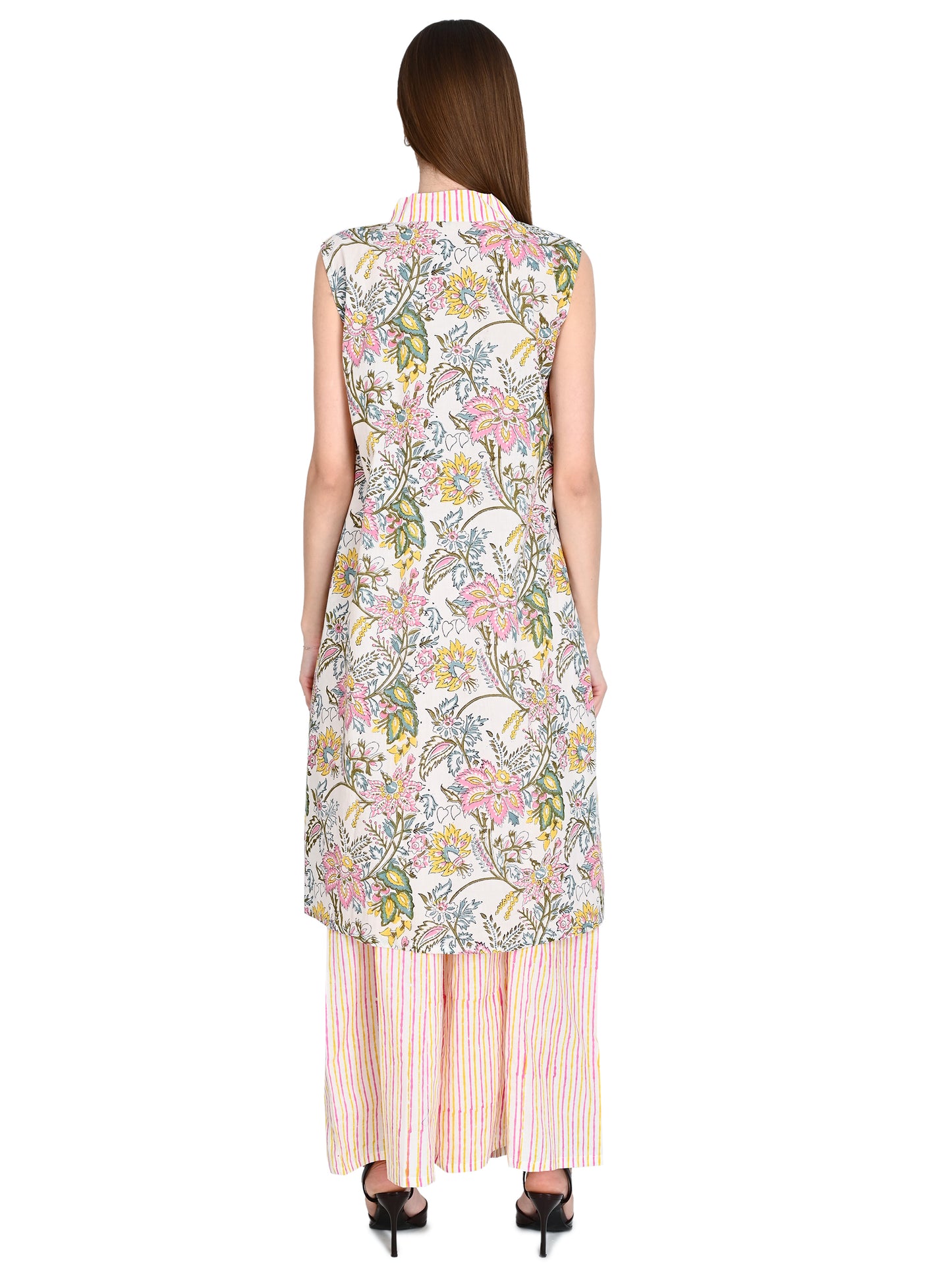 Pink Floral Cotton Kurta Sets