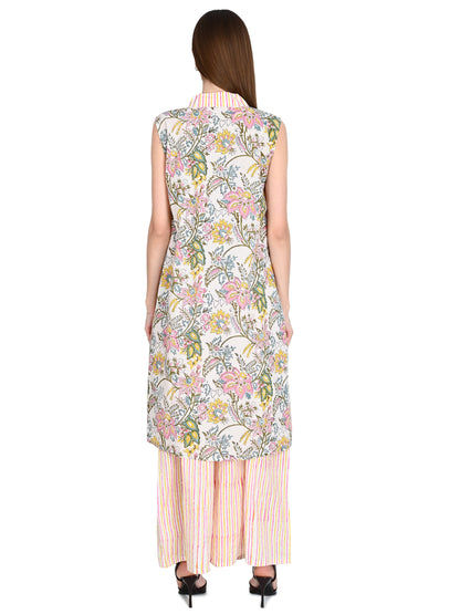 Pink Floral Cotton Kurta Sets