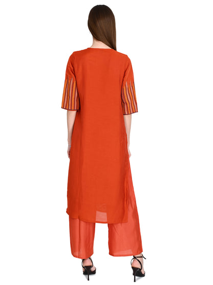 Mul Chanderi Rust Dupatta set