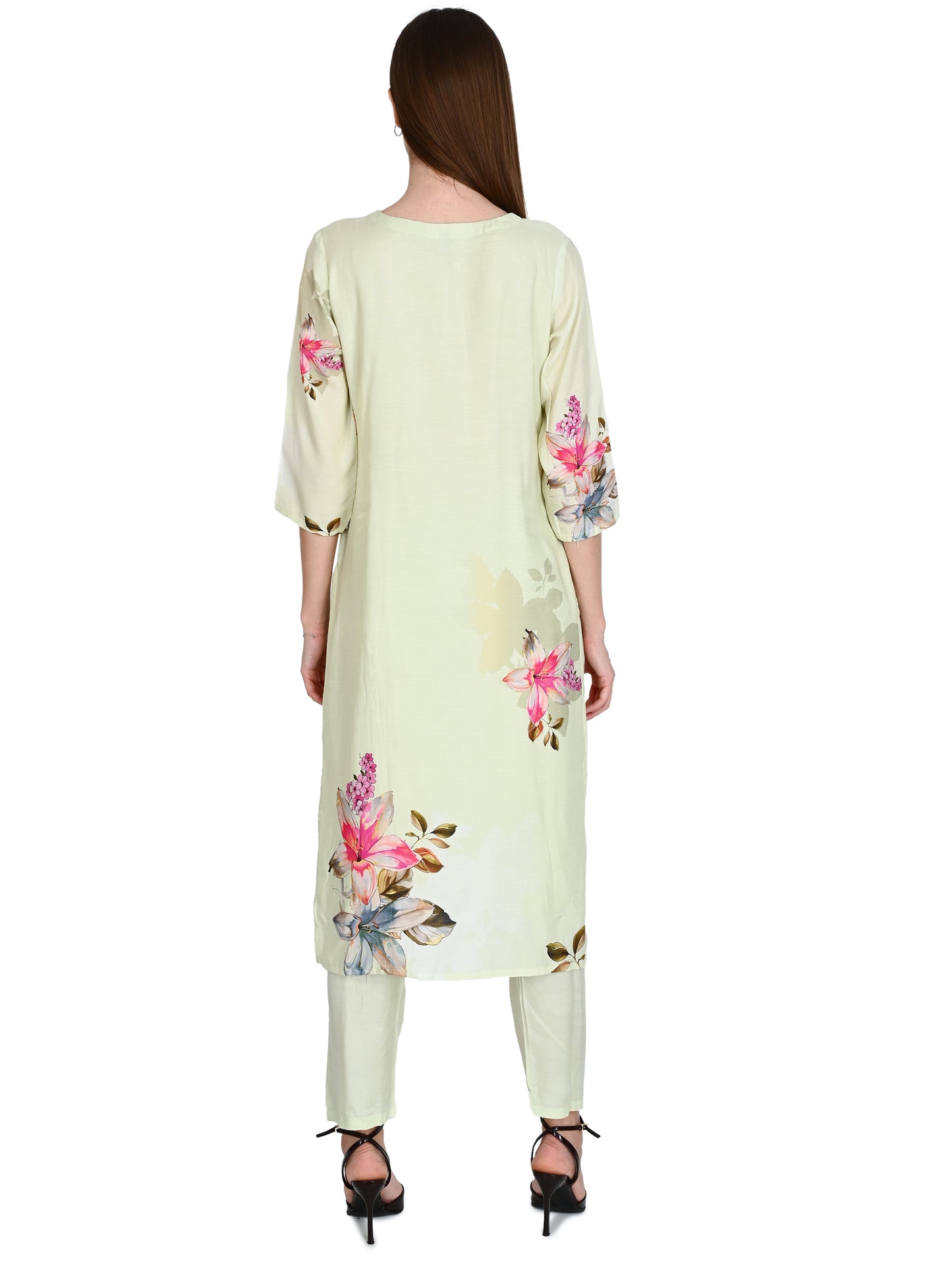 Muslin Pista Kurta, Pants &  Dupatta set
