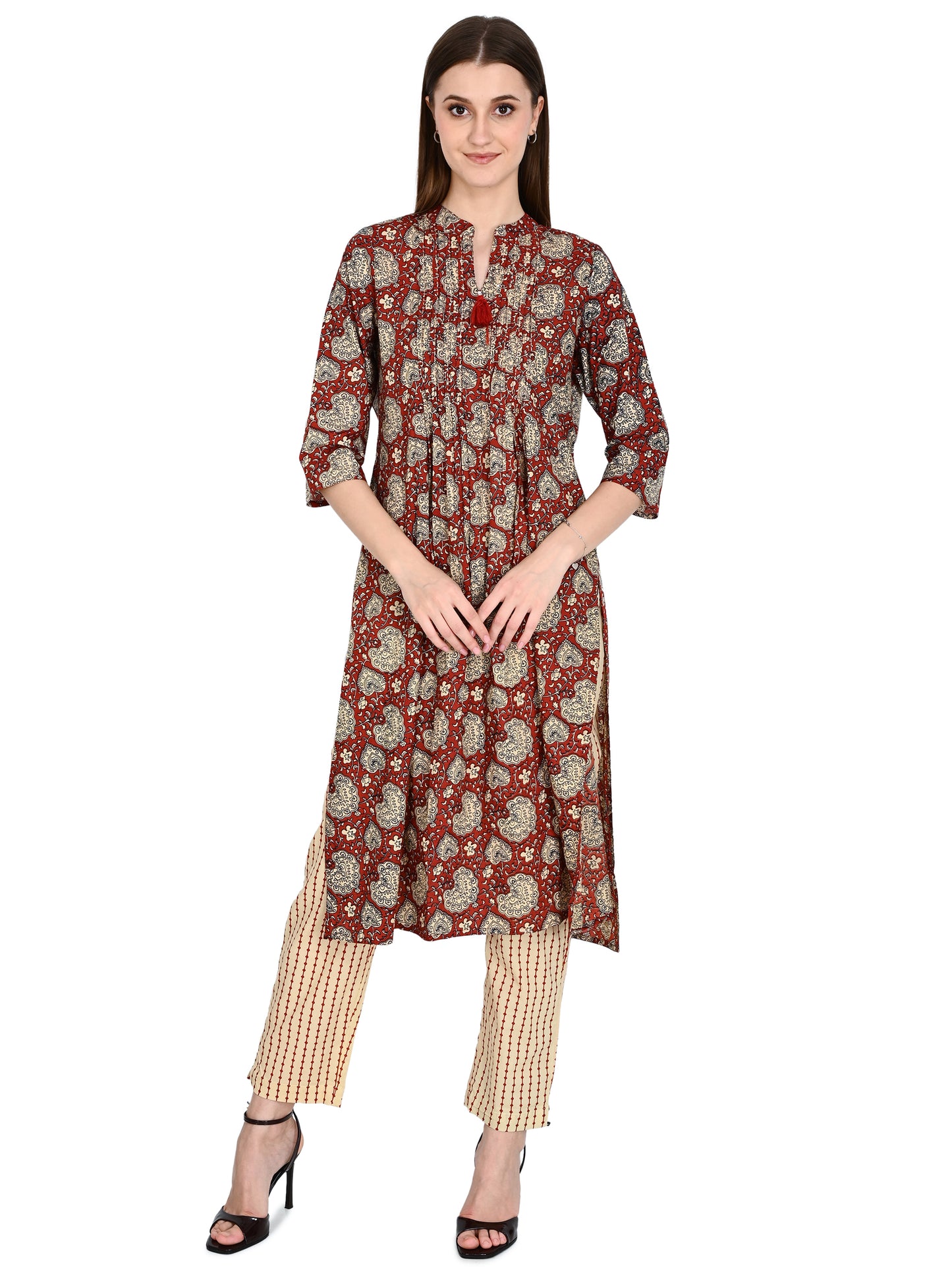 Hand Block Premium Cotton Kurta Pant & Dupatta Set