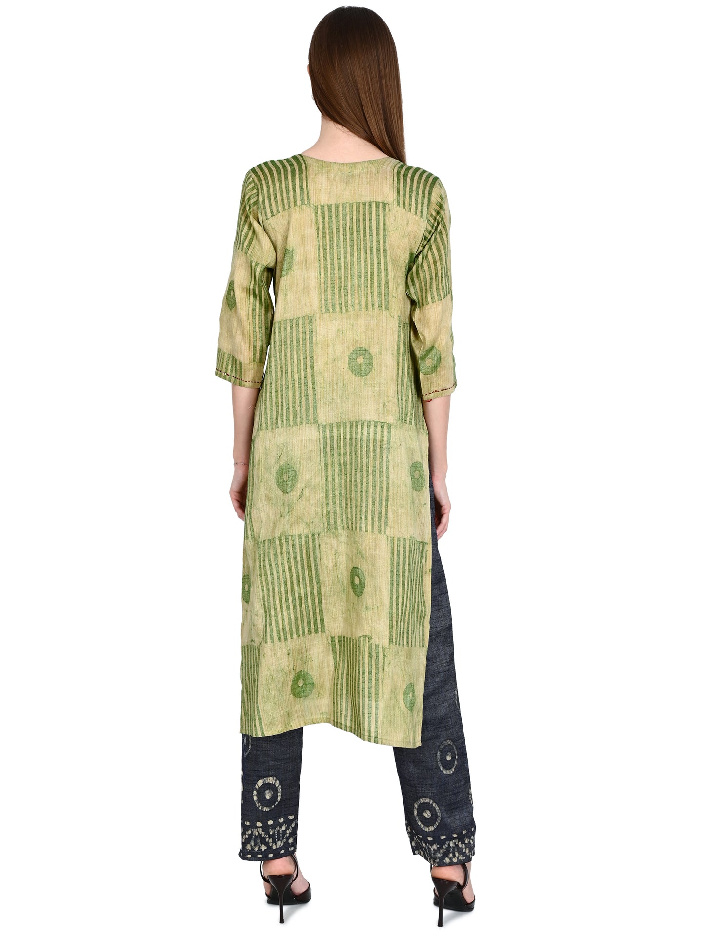 Green Batik Linen Kurta Pant Sets