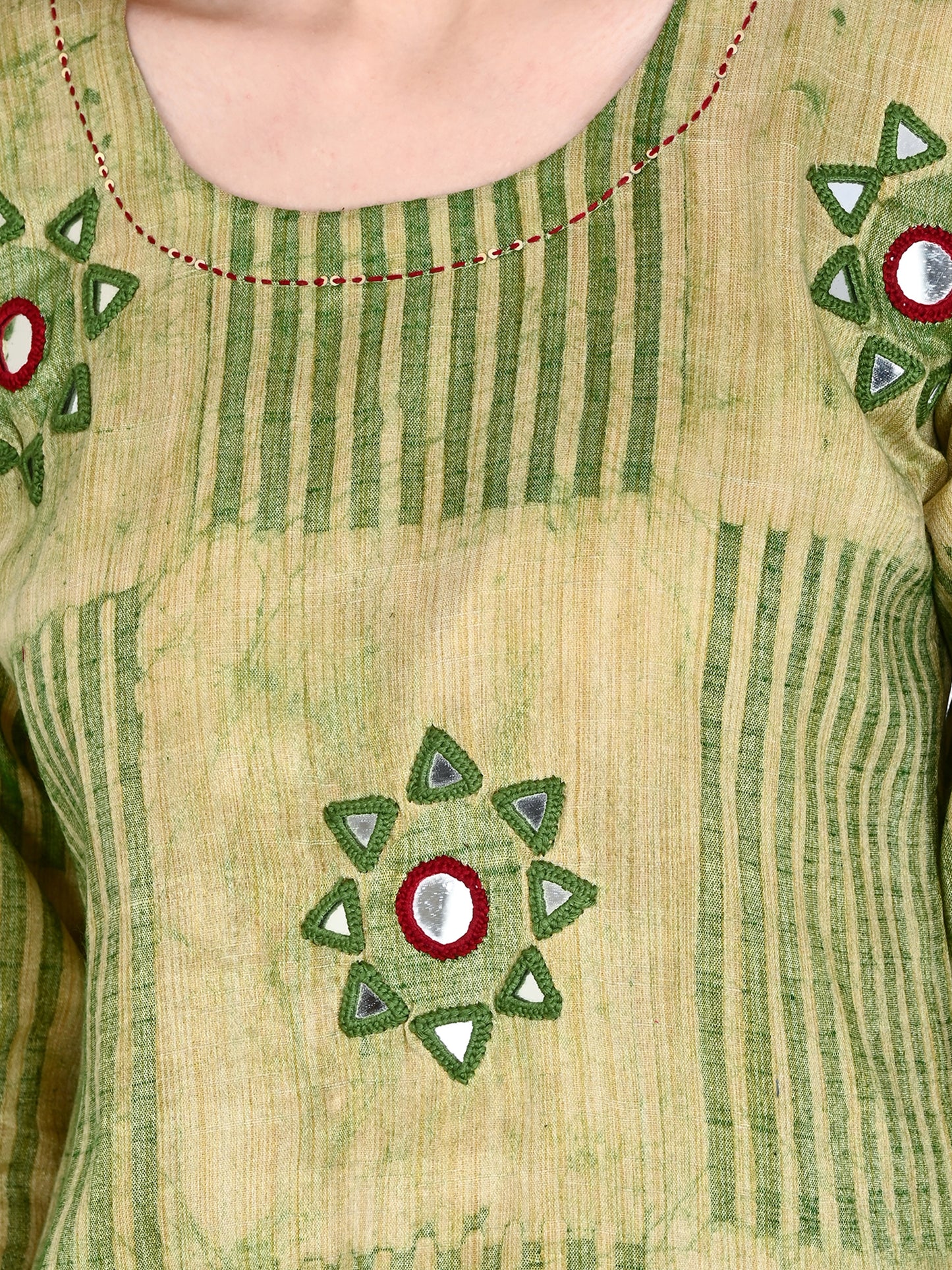 Green Batik Linen Kurta Pant Sets