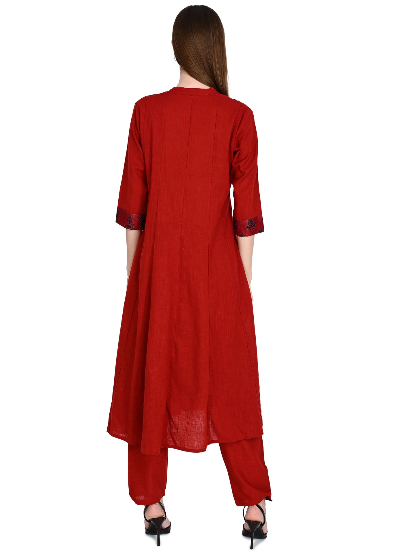 Maroon Anarkali Kurta Pant Dupatta Set