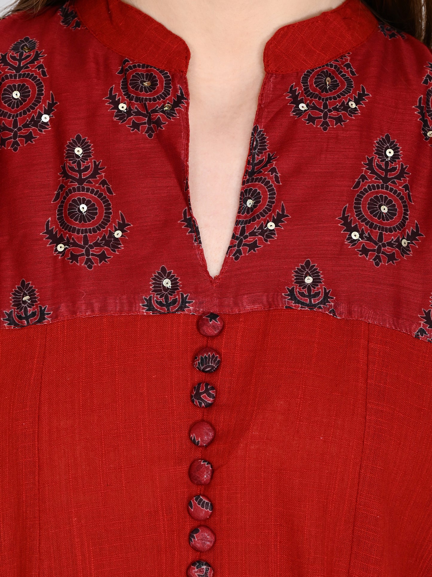 Maroon Anarkali Kurta Pant Dupatta Set
