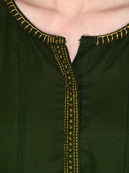Green Muslin Flared Kurta Pant Sets