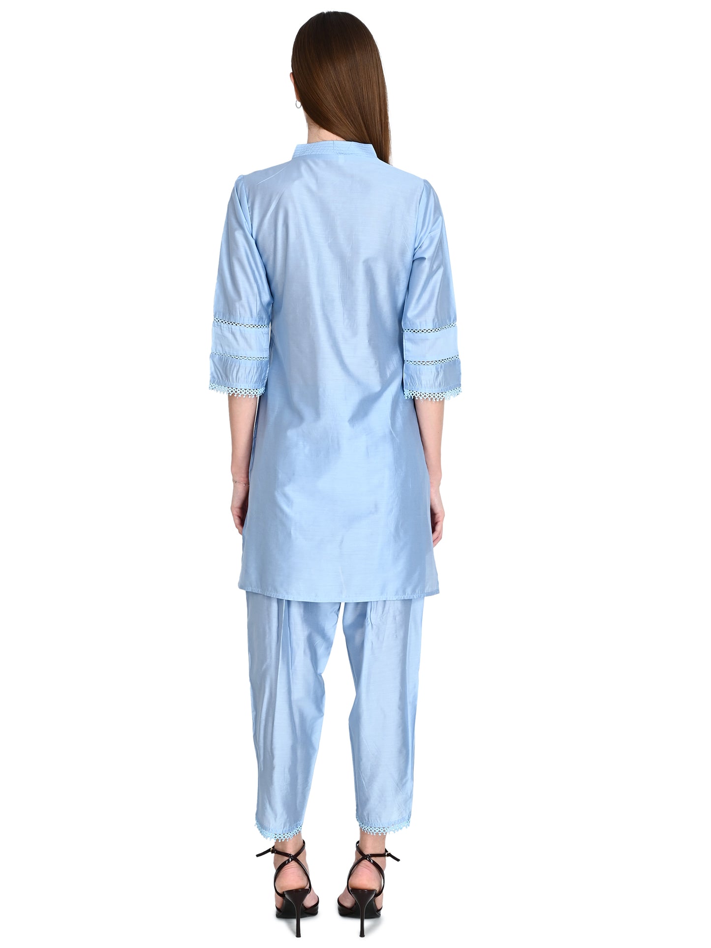 Silver Muslin Silk Co-ord Set