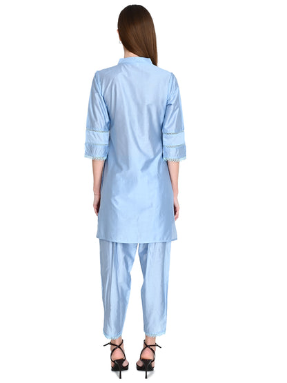 Silver Muslin Silk Co-ord Set