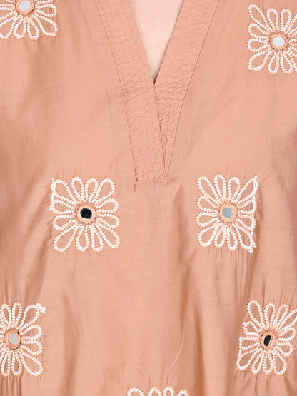 Peach Muslin Silk Co-ord Set