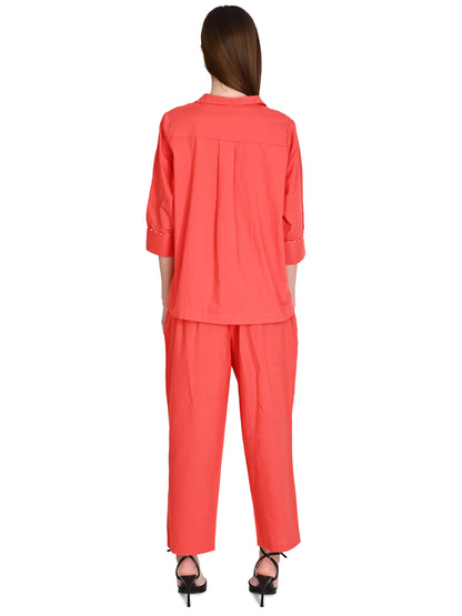Coral Cotton Co-ord Set