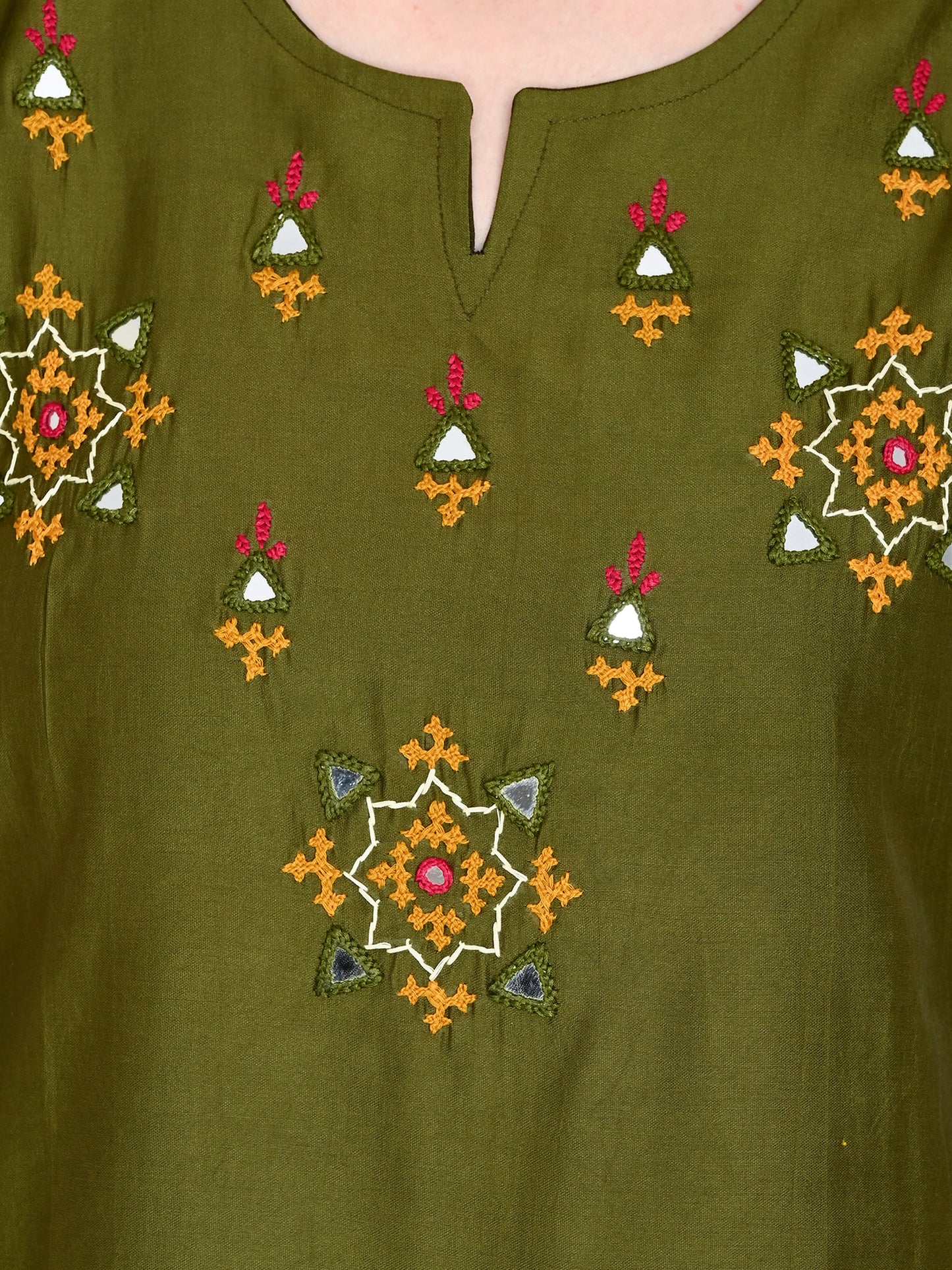Roman Pista Green Silk Embroidered Kurta