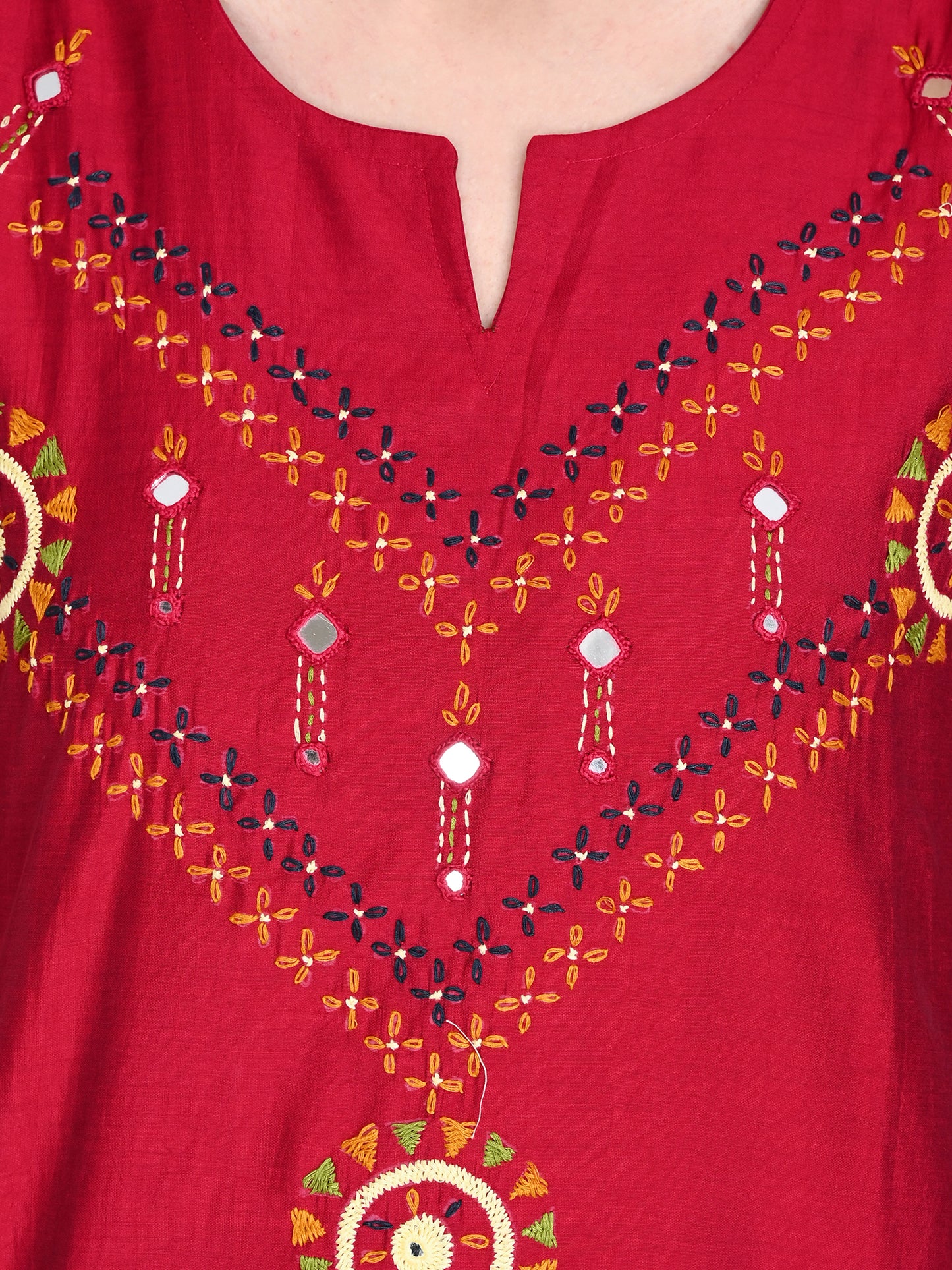 Roman Marron Silk Embroidered Kurta