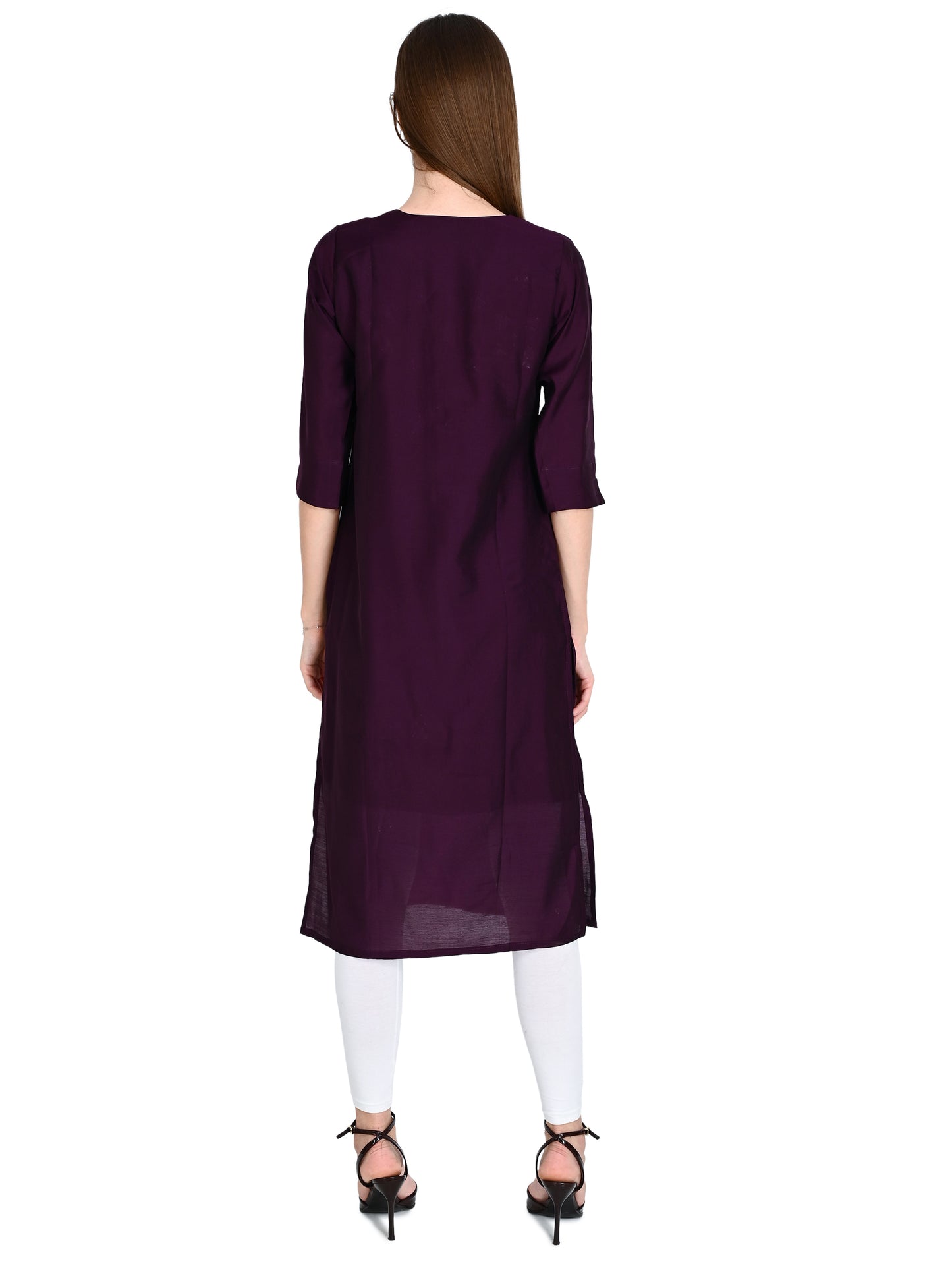 Roman Wine Silk Embroidered Kurta