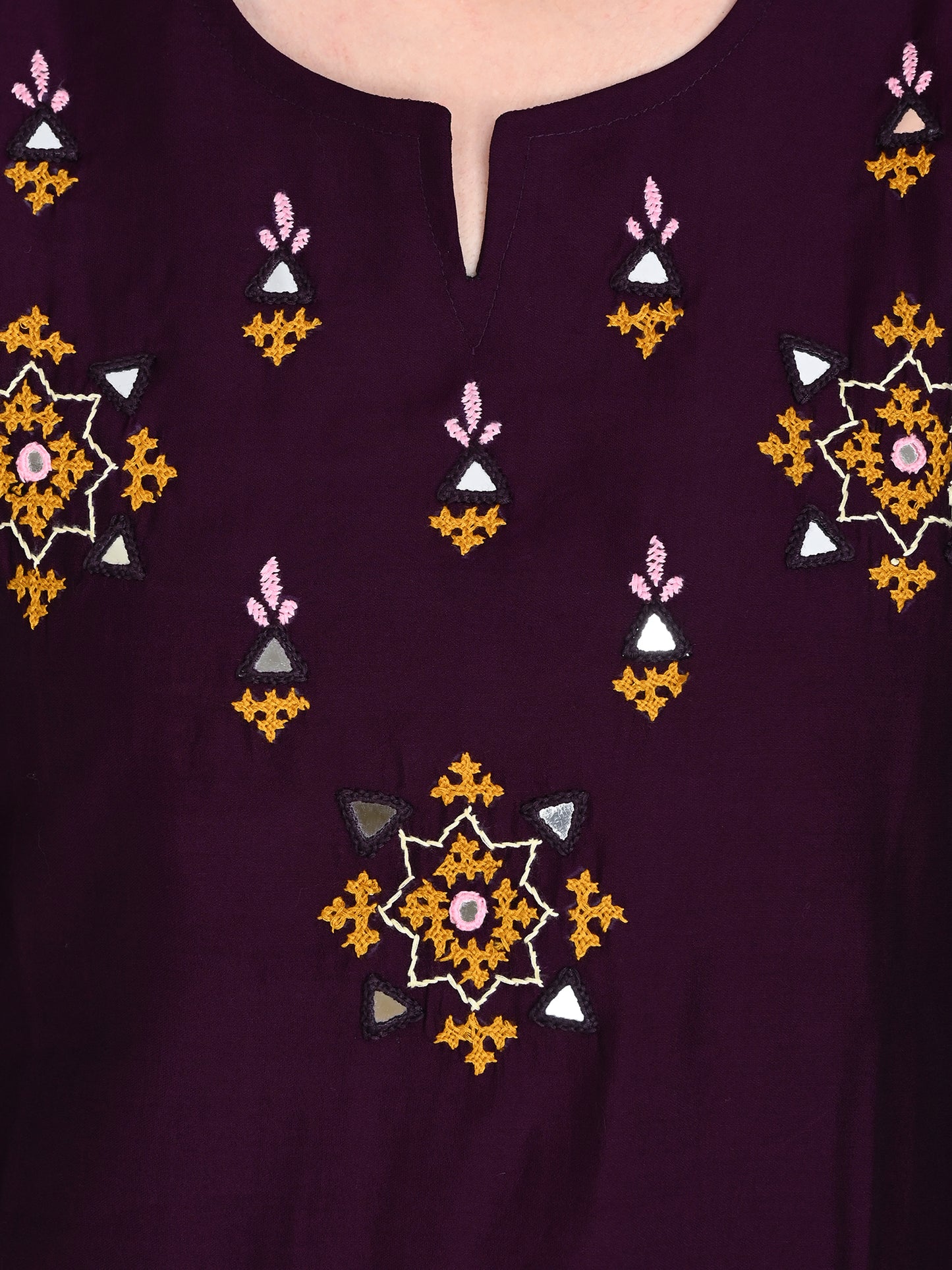 Roman Wine Silk Embroidered Kurta