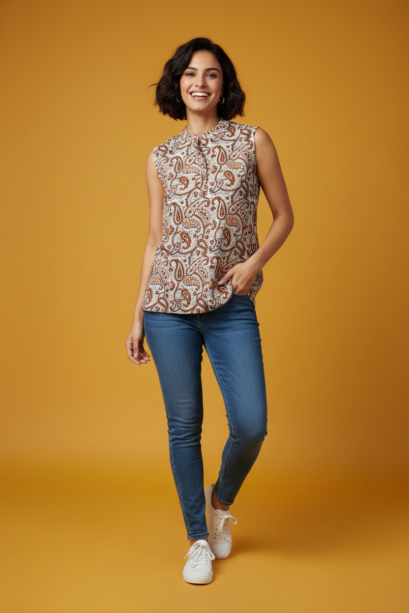 Maroon Cotton Short Kurti For Jeans