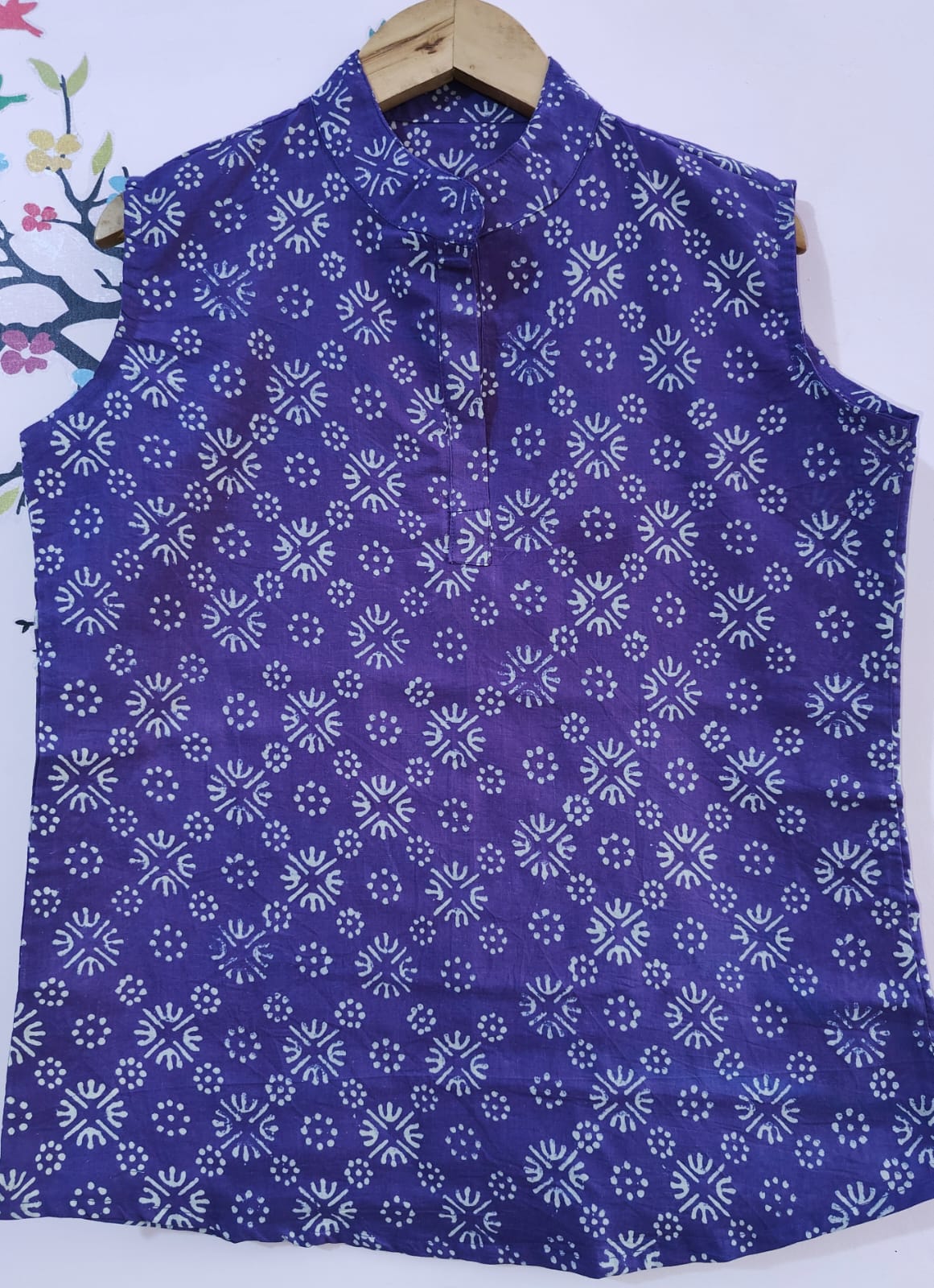 Purple Cotton Short Kurti For Jeans