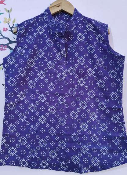 Purple Cotton Short Kurti For Jeans