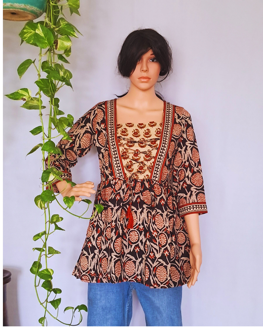 Pure Organic Cotton Frill Short Kurti