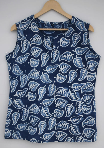 Indigo Cotton Short Kurti For Jeans
